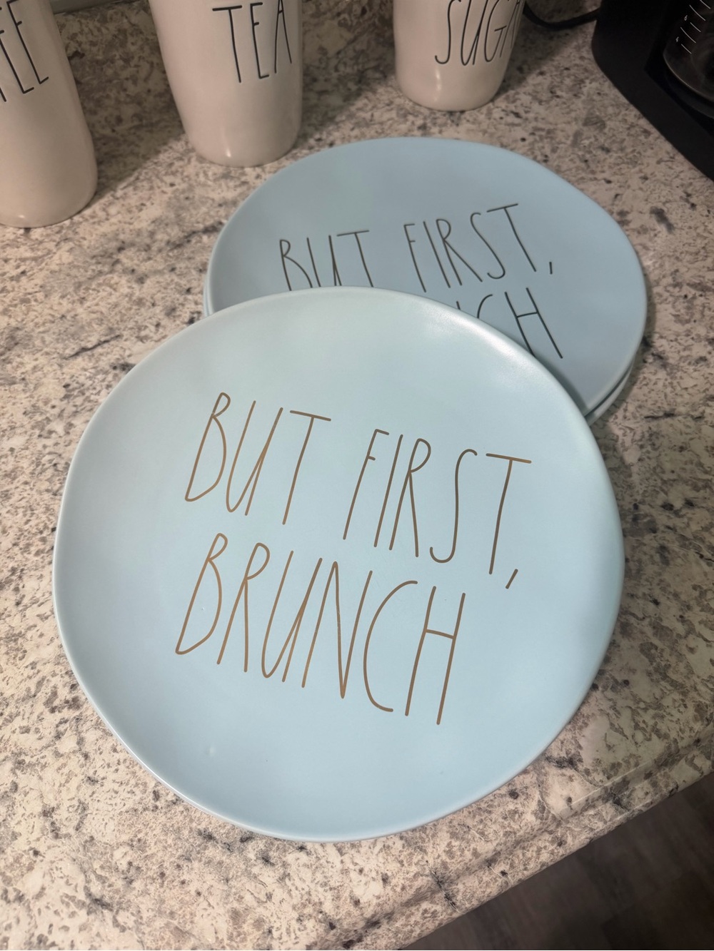 Rae Dunn Light Blue "But First, Brunch" Ceramic Plate